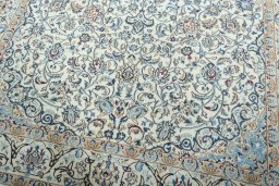 Close-up detail of 2000s Nain rug from Iran / Persia showing Wool weave