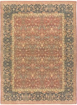 Full view of New Agra rug from India, 365 × 273 cm in Dark blue tones