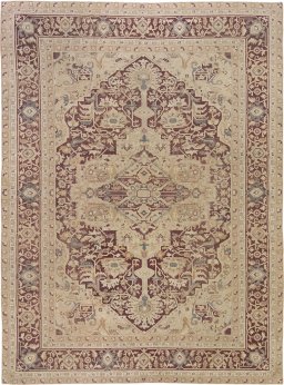 Full view of 1900s Amritsar rug from India, 425 × 315 cm in Dark red tones