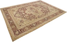 Close-up detail of 1900s Amritsar rug from India showing Wool weave