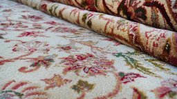 Close-up detail of 1990s Jaipur rug from India showing Wool weave