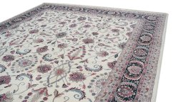 Surface texture of 1990s Jaipur rug with natural Wool and intricate pattern