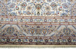 Full view of New Kashmar rug from Iran / Persia, 392 × 296 cm in Beige tones