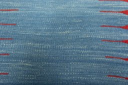 Backside of handmade New Kilim Sofre rug showing knot structure and weave density