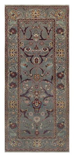Full view of New Farahan rug from Pakistan, 217 × 95 cm in Gray tones