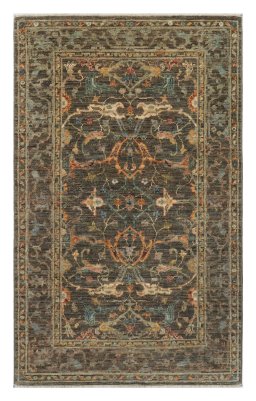 Full view of New Farahan rug from Pakistan, 124 × 79 cm in Gray tones