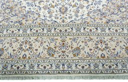 Full view of 2000s Kashan rug from Iran / Persia, 400 × 296 cm in Beige tones
