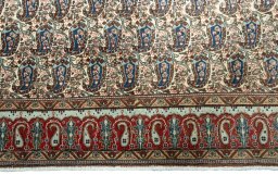 Central medallion detail of 1950s Ghom rug from Iran / Persia