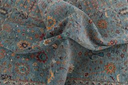 Full view of New Farahan rug from Pakistan, 210 × 153 cm in Blue tones