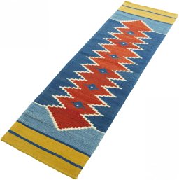 Corner detail of New Modern Design rug showing border pattern and Wool pile
