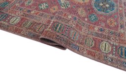 Close-up detail of New Kazak rug from Pakistan showing Wool weave