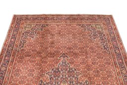 Surface texture of 2000s Bijar rug with natural Wool and intricate pattern