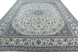 Surface texture of New Nain rug with natural Wool and intricate pattern