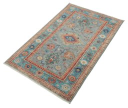 Close-up detail of New Kazak rug from Pakistan showing Wool weave