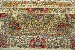 Corner detail of New Ghom rug showing border pattern and Cork pile