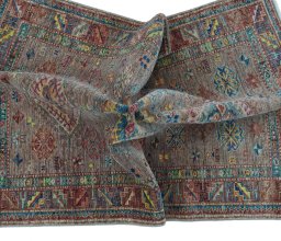 Full view of New Kazak rug from Pakistan, 148 × 100 cm in Brown tones