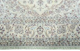 Full view of 2000s Nain rug from Iran / Persia, 357 × 247 cm in Beige tones