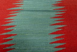 Backside of handmade New Kilim Sofre rug showing knot structure and weave density