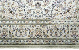 Full view of 2000s Kashan rug from Iran / Persia, 300 × 200 cm in Beige tones