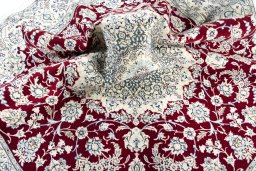 Surface texture of New Nain rug with natural Wool and intricate pattern