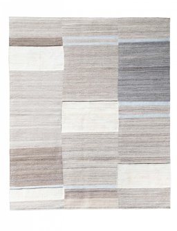 Full view of New Kilim Ghashghai rug from Iran / Persia, 235 × 197 cm in Gray tones