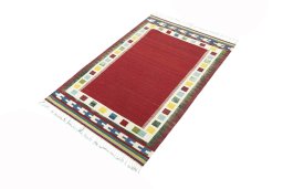Corner detail of Unknown Kilim Ghashghai rug showing border pattern and Cotton pile