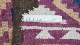 Full view of New Kilim Traditional rug from Iran / Persia, 353 × 147 cm in Dark blue tones