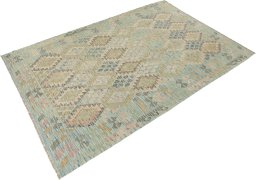 Close-up detail of New Kilim Traditional rug from Afghanistan showing Wool weave