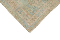 Backside of handmade New Kilim Traditional rug showing knot structure and weave density