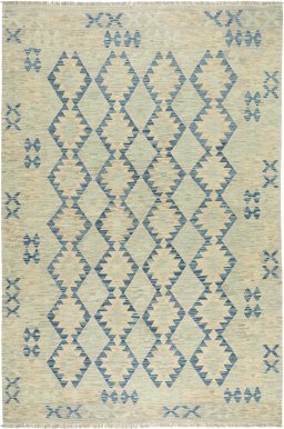 Full view of New Kilim Traditional rug from Afghanistan, 273 × 182 cm in Green tones