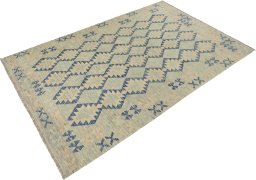 Close-up detail of New Kilim Traditional rug from Afghanistan showing Wool weave