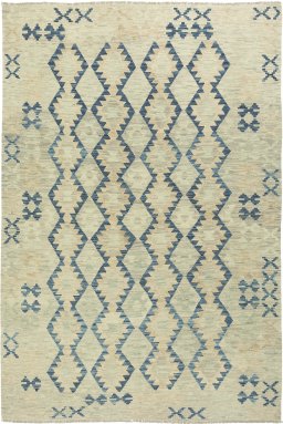 Full view of New Kilim Traditional rug from Afghanistan, 278 × 189 cm in Green tones