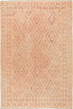 Full view of New Kilim Traditional rug from Afghanistan, 273 × 190 cm in Terracotta tones