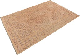 Corner detail of New Kilim Traditional rug showing border pattern and Wool pile