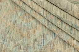 Close-up detail of New Kilim Traditional rug from Afghanistan showing Wool weave