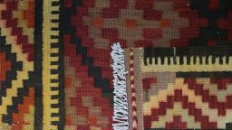 Full view of 1990s Kilim Traditional rug from Iran / Persia, 315 × 123 cm in Multi Color tones