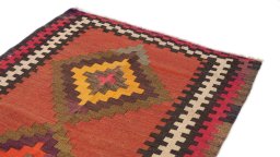 Surface texture of 1990s Kilim Traditional rug with natural Wool and intricate pattern
