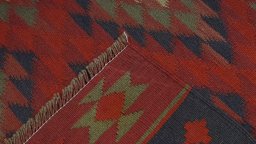 Close-up detail of New Kilim Traditional rug from Iran / Persia showing Wool weave