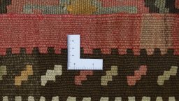 Full view of New Kilim Traditional rug from Iran / Persia, 320 × 130 cm in Beige tones