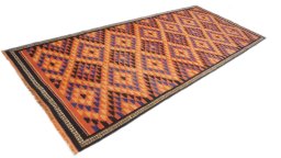 Corner detail of New Kilim Traditional rug showing border pattern and Wool pile