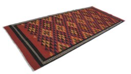 Corner detail of New Kilim Traditional rug showing border pattern and Wool pile