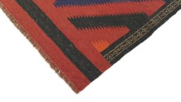 Backside of handmade New Kilim Traditional rug showing knot structure and weave density