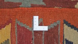 Full view of 1960s Kilim Traditional rug from Iran / Persia, 390 × 150 cm in Multi Color tones