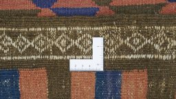 Full view of New Kilim Traditional rug from Iran / Persia, 360 × 150 cm in Multi Color tones