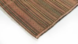 Backside of handmade 1920s Kilim Traditional rug showing knot structure and weave density