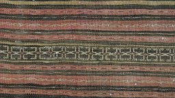 Close-up detail of 1920s Kilim Traditional rug from Iran / Persia showing Wool weave