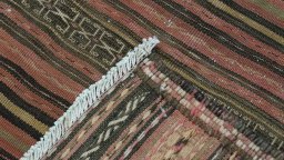 Full view of 1920s Kilim Traditional rug from Iran / Persia, 285 × 140 cm in Multi Color tones