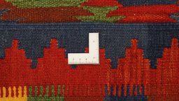 Full view of New Kilim Traditional rug from Iran / Persia, 390 × 140 cm in Multi Color tones