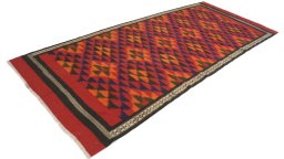 Corner detail of New Kilim Traditional rug showing border pattern and Wool pile
