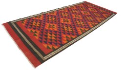 Close-up detail of New Kilim Traditional rug from Iran / Persia showing Wool weave